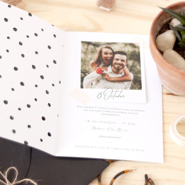 invitaciones de boda con foto polaroid